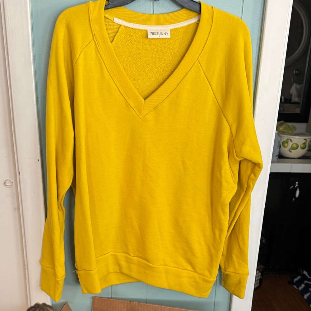 7&Sunny Women's V-Neck Sweater in Bright Yellow